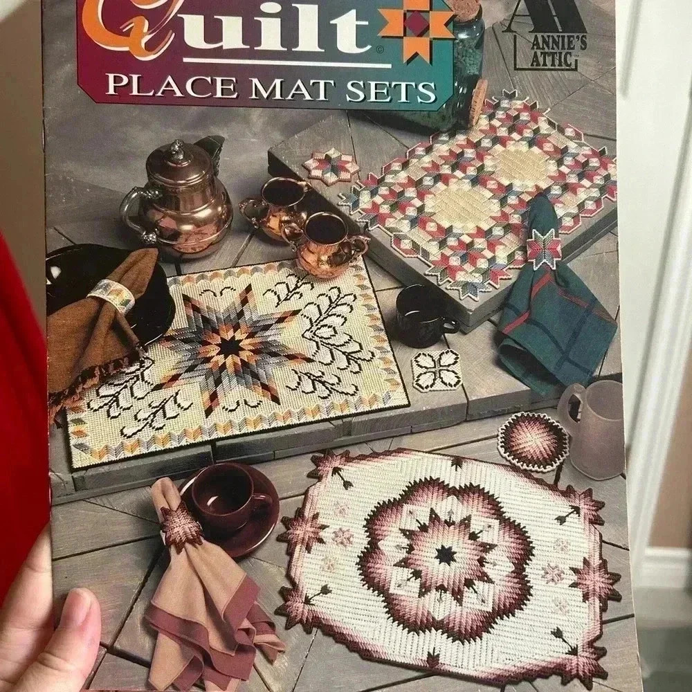 🔥$2 Quilt  embroidered vintage placemats tutorial book DIY